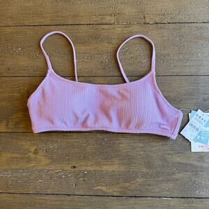 ROXY Lavender Textured Scoop Neck Bralette Swim Top NWT Medium Micro Beachy
